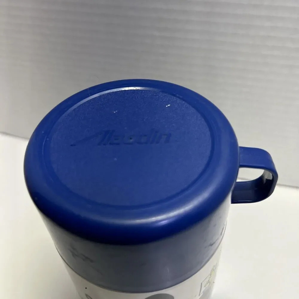 VTG Mickey & Minnie Mouse Blue Thermos Aladdin With Bottle, Screw On Cap,Lid/Cup - Picture 2 of 7